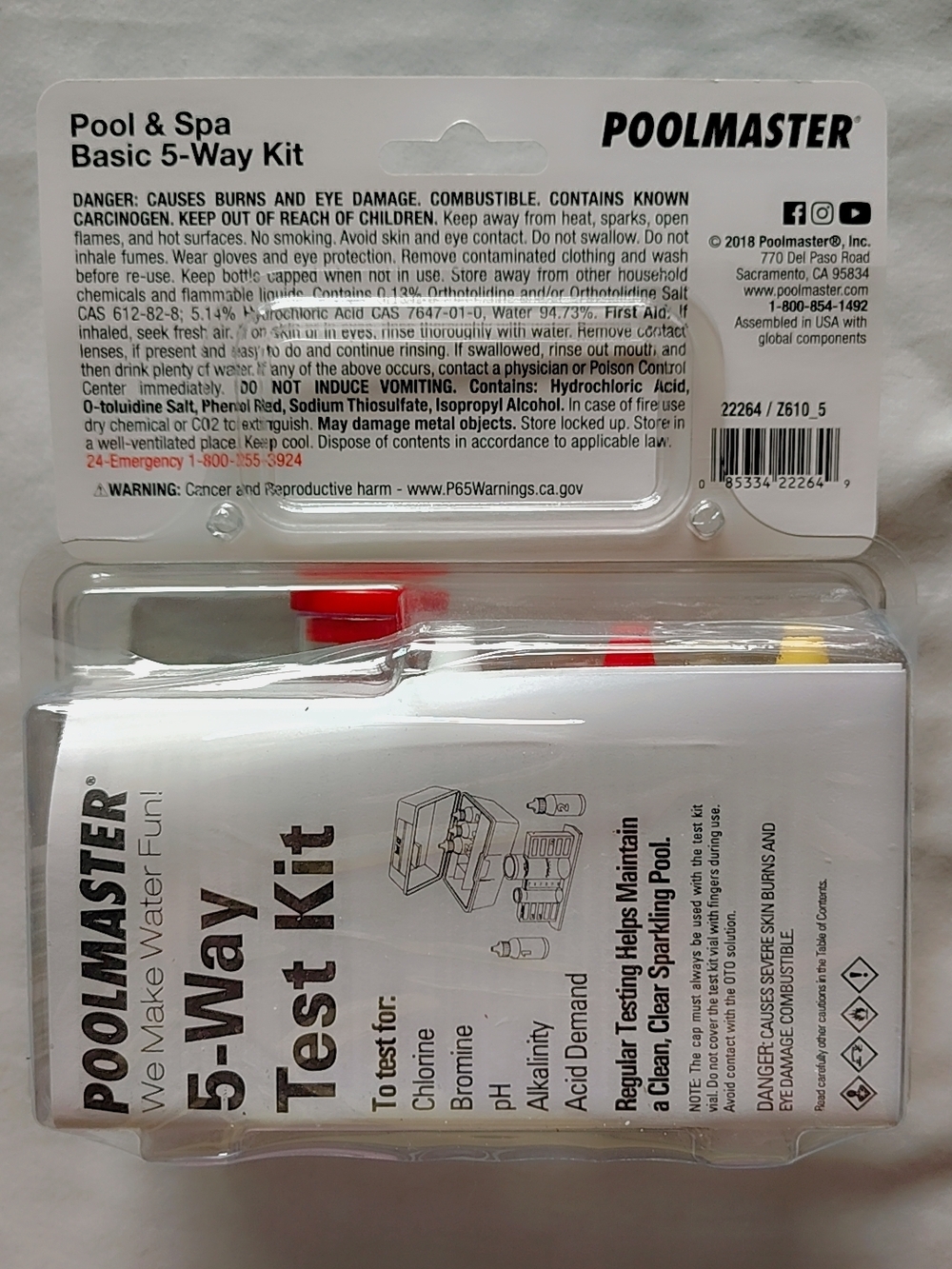 Poolmaster Basic 5-Way Test Kit - Yellow/Red/Blue/White - Picture 2 of 4